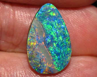 Stunning Neon Bright Multicolored Australian Boulder Opal Gem. From Queensland Australia 3.85 Carats 16 x 10  x 3mm great pendant ring Video
