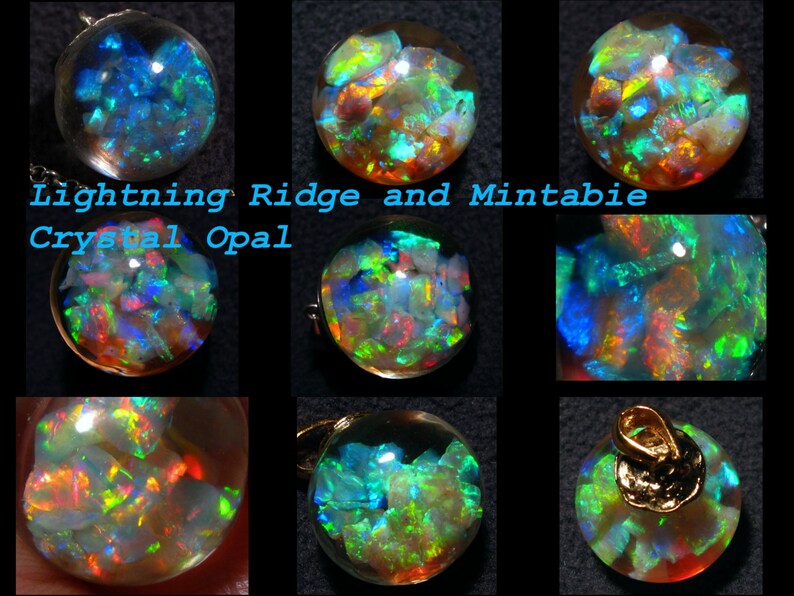 Custom made Floating Opal Necklace. Choose Your Own Australian Opal. 6+ Carats Bright Gems STERLING SILVER Cap and Chain