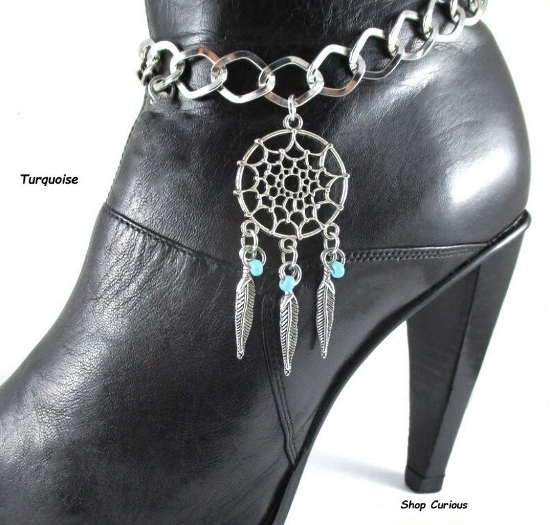 Dream Catcher Boot Chain Bracelet Bling Jewelry Sturdy Iron Chains Rocker Costume Jewelry Unique Indian Lore Punk Biker Rock South Western