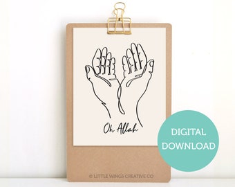 Oh Allah Dua, Islamische Wandkunst, druckbarer Download, islamisches Dekor Geschenk