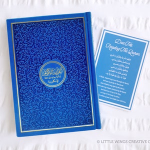 English Translated Rainbow Quran, Arabic Script with English Translation, Personalised Coloured Quran Islamic Gift, Eid gift Blue