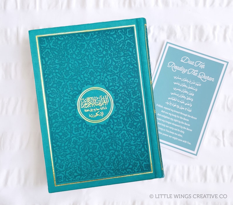 English Translated Rainbow Quran, Arabic Script with English Translation, Personalised Coloured Quran Islamic Gift, Eid gift Teal