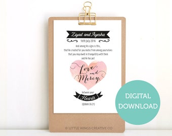 Islamic Wedding Quote (Quran 30:21 ), Digital Download, Islamic Printable, Modern Islamic Wall Art, Islamic Gift