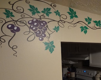 Kitchen wall art sticker decal menu border vines wine grapes Kitchen wall art sticker decal menu border vines wine grapes