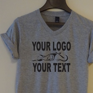 Design Your Own V-Neck T-Shirt: Custom Logo Print, Unisex Tee