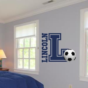 Soccer Ball Name Decal: Personalized Sports Wall Monogram