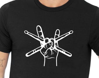 Drummer T-Shirt: Band Music Tee, Drumsticks Graphic