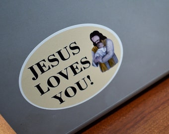 12 Jesus Loves You Decals Sticker Christian Catholic Sunday School Class Teacher Car Laptop Cup Glass Window Bible Study Handout Gift Verse