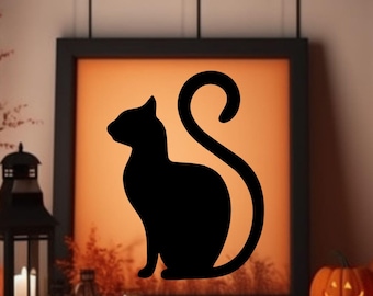 Spooky Cat Decal: Halloween Window Cling, Black Silhouette