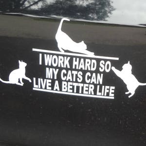 I Work Hard So My Cat Can Live Better Decal - Funny Car/Window Sticker Set