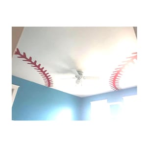Baseball Stitching Wall Decal: Kids Sports Bedroom Decor set of 2