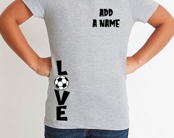 Kids Soccer T shirt Girls Boys Soccerball Love Add A Name Team Custom Personalized Short Long Sleeve Youth Middle School Elementary Goalie