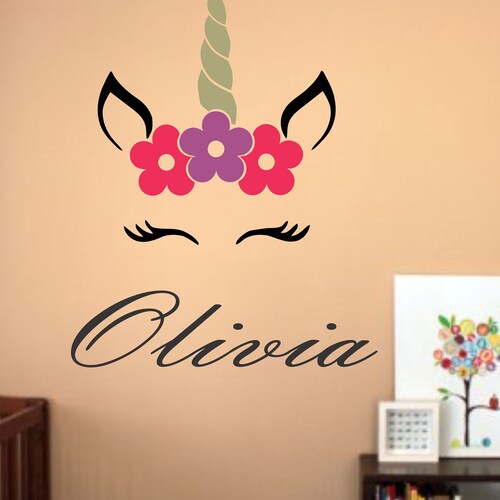 Personalized Name Unicorn Wall Decal Custom Name Unicorn Etsy