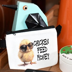 Personalized Chicken Coin Purse: Farmhouse Style Canvas Zipper Pouch