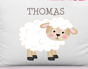 Lamb Sheep Pillowcase Name Custom Personalized Boys Girls Nursery Toddler Farm Animal Gift