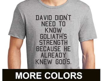 David and Goliath Christian Graphic Tee: Unisex Bible Verse Shirt