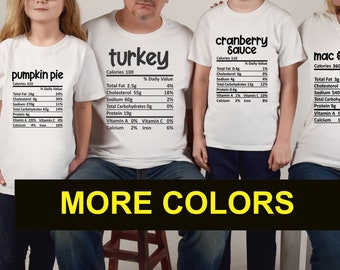 Funny Thanksgiving Food Nutrition Facts Matching Family T-Shirts