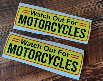 2 Watch Out For Motorcycles Decals Truck Fence Window Wall Door Bumper Sticker Art Gift Garage Car Window Glass