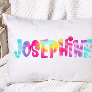 Personalized Tie Dye Name Pillowcase: Rainbow Bedroom Decor