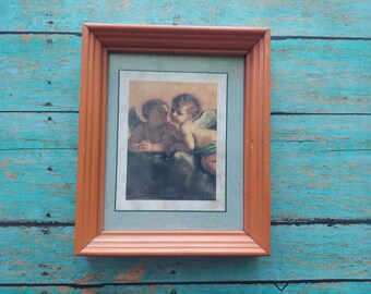 Cherub Angels Wall Art Hanging Raphael's Sistine Madonna Catholic Italian Renaissance Wood Frame Wooden