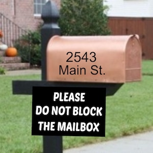 Please Do Not Block Mailbox Sign: Rustic Black Metal Aluminum