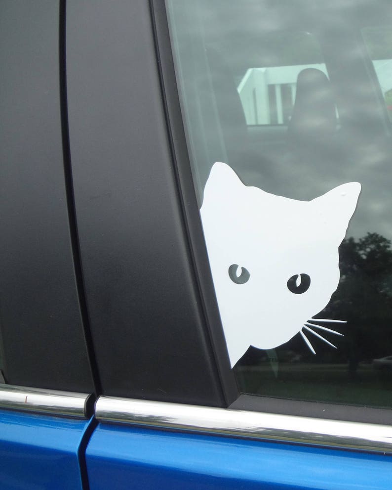 2 Cat Kitten Kitty Feline Decal Window Glass Sticker Gift Wall Car Phone Laptop Black Wall Decor Room Truck Van Bedroom Entry Way Door Glass image 4