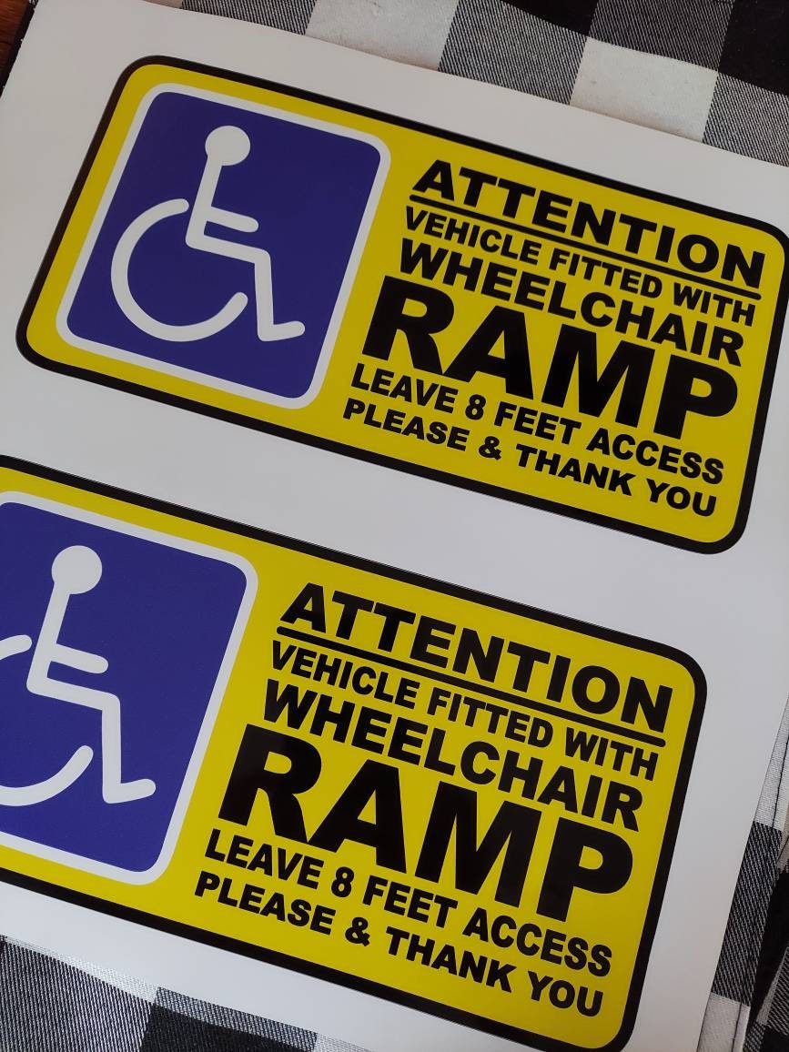 2 Handicap Ramp Decal Sticker Attention Vehicle Fitted With Etsy