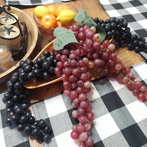 Grapes Red Purple Plastic Fake Fruit Grape Bunch Wine Décor Kitchen Clusters  Cornucopia Basket Home Bowl Filler