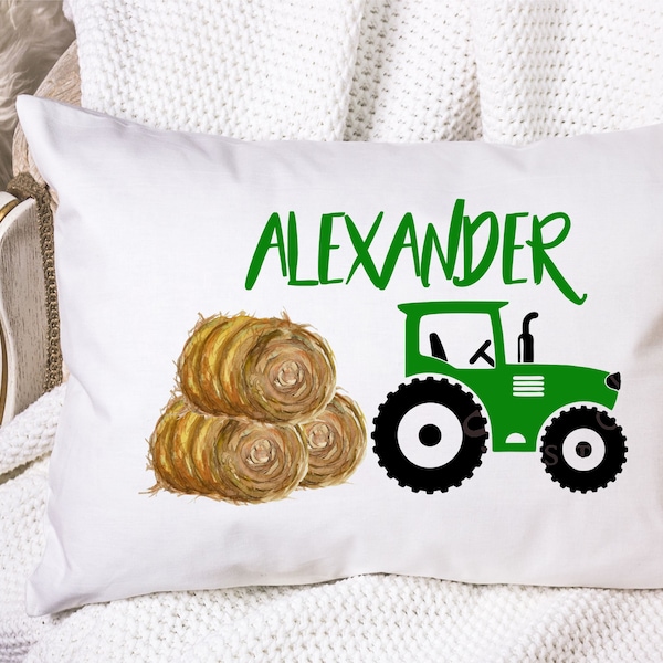 Tractor Boys Pillowcase for Pillow Girls Hay Bales Green Farm Farmer Gift Theme Birthday