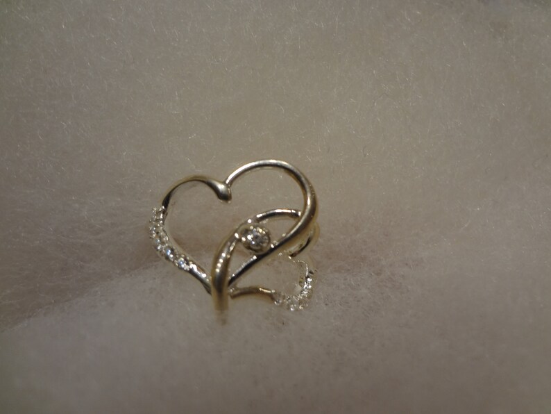 Silver Double Heart Ring 925 Sterling Silver Band Size 6 Birthday Gift Mom Gorgeous Gift Mom Daughter In Memory CZ Diamond Hearts Entwined