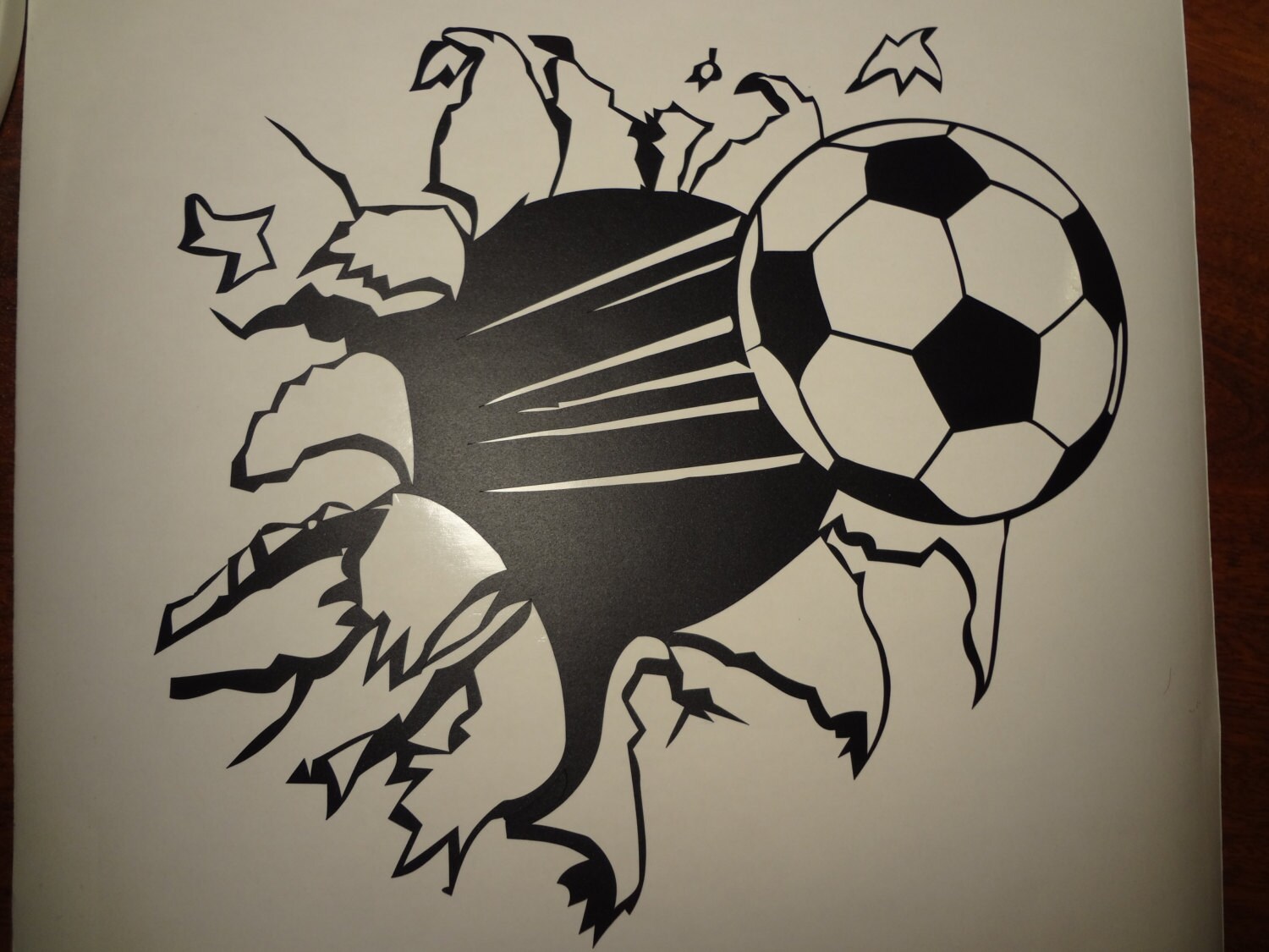 Wall Decal Soccer Ball Through the Wall Football Boys Girls Etsy