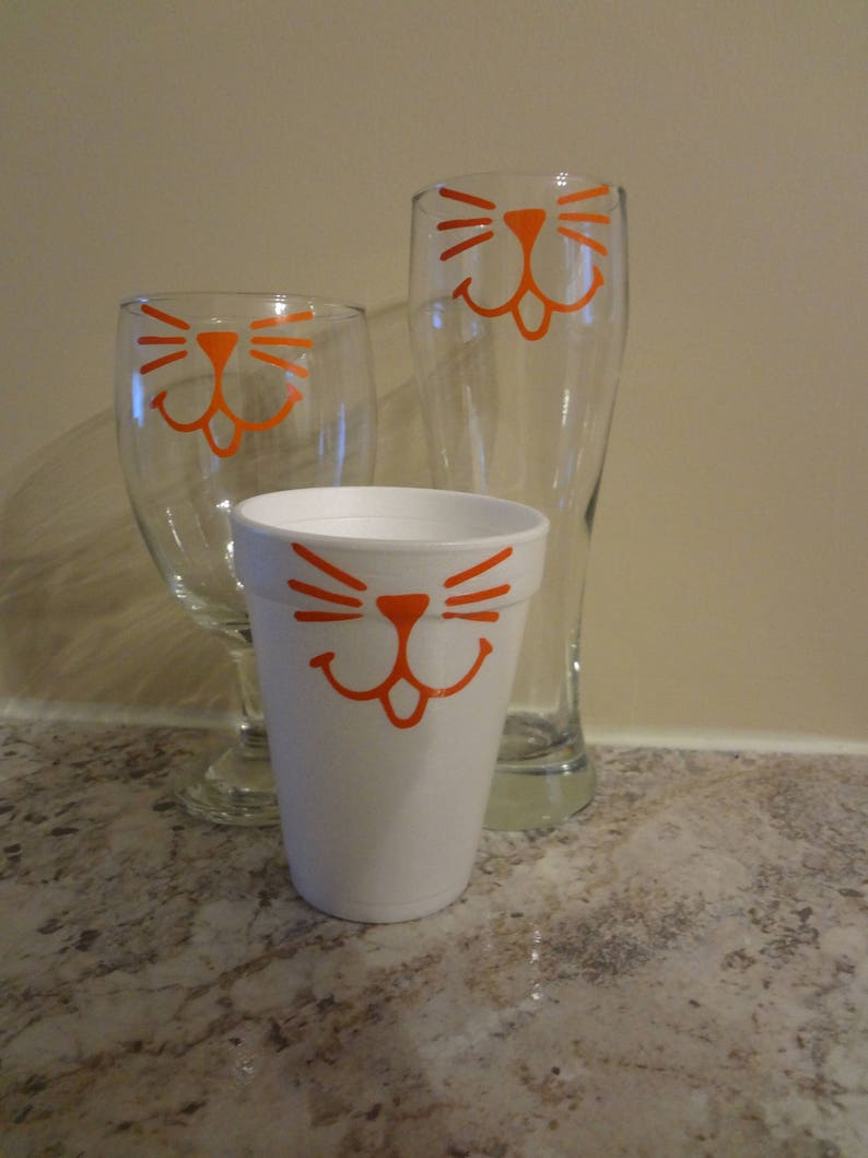 10 Cat Face Whiskers Decals Sticker Self Adhesive Cup Glass Party Decor Birthday Event Paper Drink Wine Glass Beer Mug Coffee Tea Kitty Art image 4