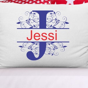 Personalized Initial Pillowcase: Custom Letter Name Print, Bedroom Decor