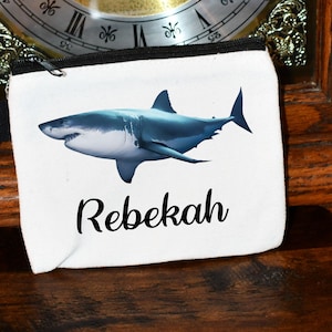 Personalized Shark Coin Purse: Beach Vacation Gift