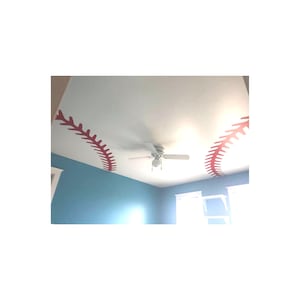Baseball Stitching Wall Decal: Kids Sports Bedroom Decor set of 2