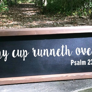 My Cup Runneth Over Decal Sticker Wall Art Sign Making Hanging Kitchen Church Cafe Cafeteria Picture