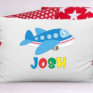 Personalized Airplane Pillowcase: Custom Name Kids Bedroom Decor (20x30)