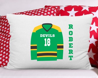 Personalized Hockey Jersey Pillowcase: Custom Team Colors, Name & Number