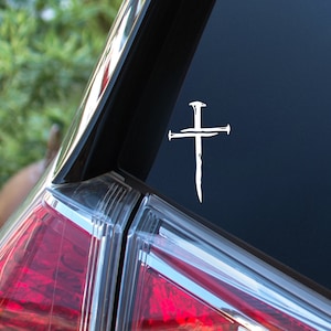 Nail Cross Decal: Christian Car Window Sticker (Set of 2)