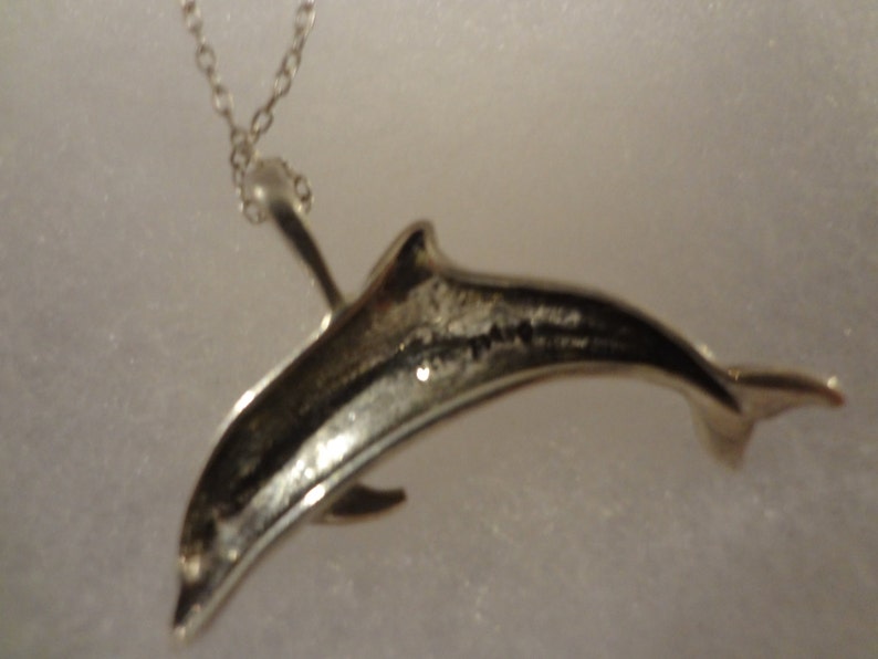 Silver Dolphin Necklace 925 Sterling Silver Fish Shiny Sterling Silver Fish Ocean Gift Birthday Anniversary Vacation Gift Beach Sun Fun Sand