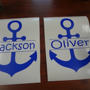 Anchor 2 Decals Nautical Wall Vinyl Personalized Name Custom Bedroom Nursery Boys Twins Ship Ocean Pirate Life Decor Navy Door Art Sticker