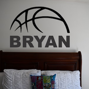 Basketball Name Wall Decal Boys Girls Bedroom Sticker Wall Art Hoops Team Add A Name Custom Personalized Sports Theme Nursery