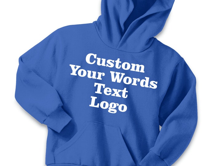 Personalize Custom Hoodie Kids Youth Boys Girls Teen Gift Name Your Words Text Sport Number Soccer Football Baseball Basketball Team