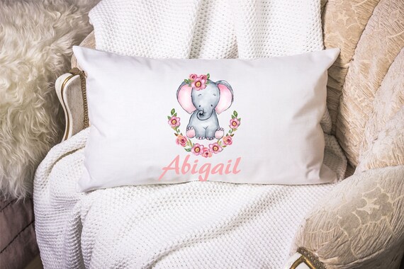 Custom Pillowcase Baby Elephant Girls Bedroom Decor Nursery Slumber Party Name Personalized Standard 20 X 30 Easter Basket Favor Filler Gift