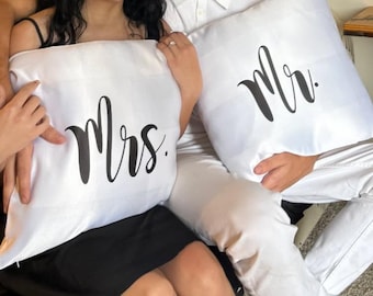 Mr & Mrs Custom Personalized Wedding Gift 16x16 Pillowcase Cover Set of 2 for Pillows