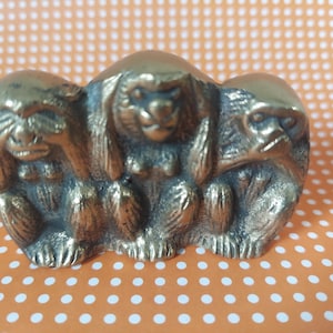 Brass Three Wise Monkeys Figurine: See Hear Speak No Evil Shelf Sitter