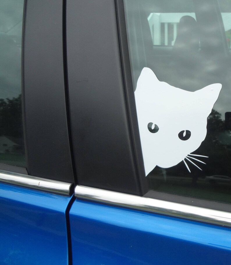 2 Cat Kitten Kitty Feline Decal Window Glass Sticker Gift Wall Car Phone Laptop Black Wall Decor Room Truck Van Bedroom Entry Way Door Glass image 1