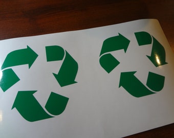 2 Recycle Symbol 3 Inch Decals Label Plastic Paper Cans Glass Vinyl Sticker Bucket Container Trash Bin Can Go Green Gift DIY & Save Garbage