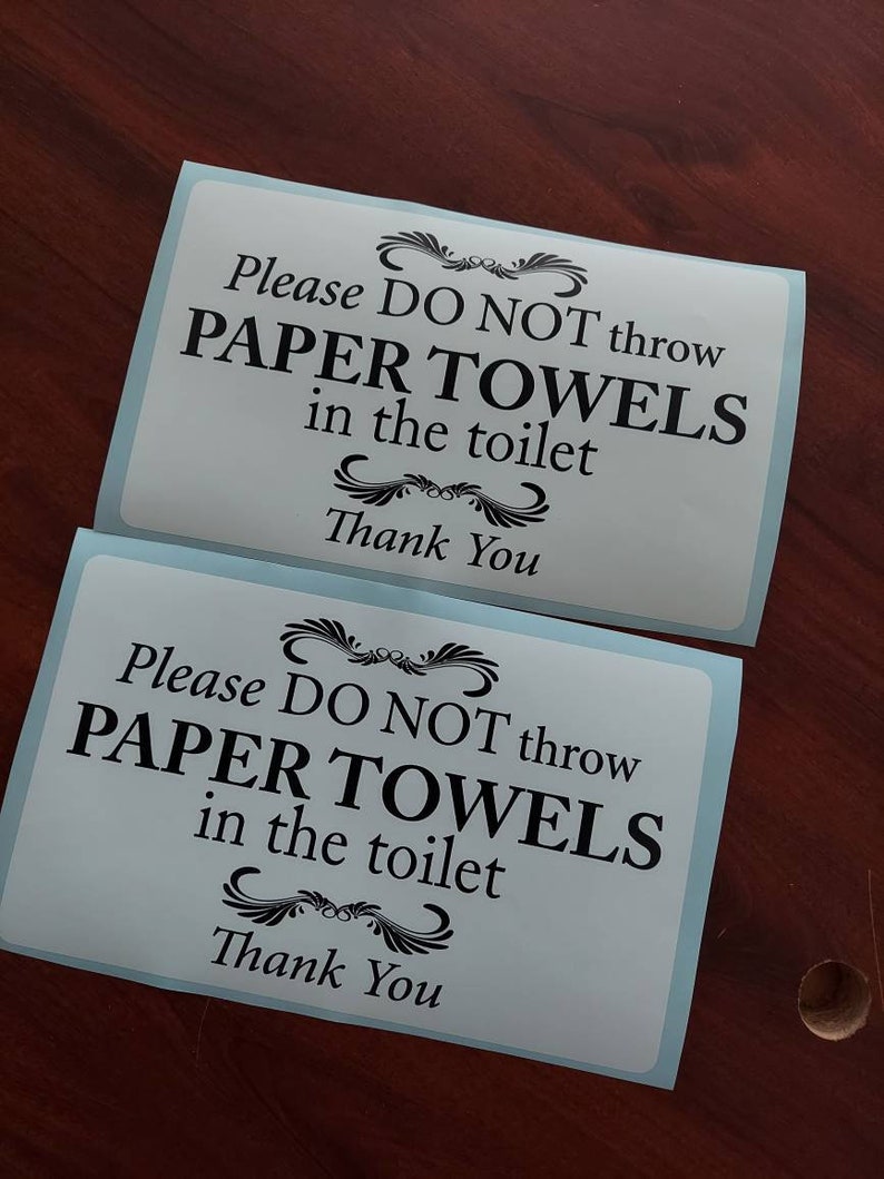 3 Decal Please Do Not Throw Paper Towels in the Toilet Sticker Etsy