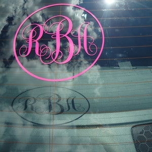 Big 9 Inch Initial Monogram Decal Sticker Rear Window Decal Pink Lime Green Blue Yellow Purple Turquoise Minivan Car Pickup Truck BFF Gift image 3